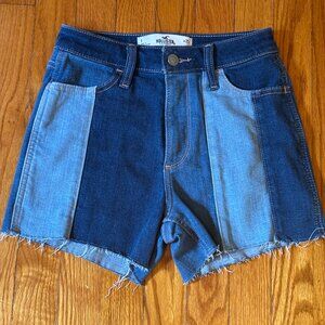 Patchwork Denim Shorts Hollister size 1 (25) NWOT